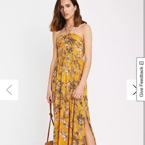 Free People Yellow Gold Strapless Sundress